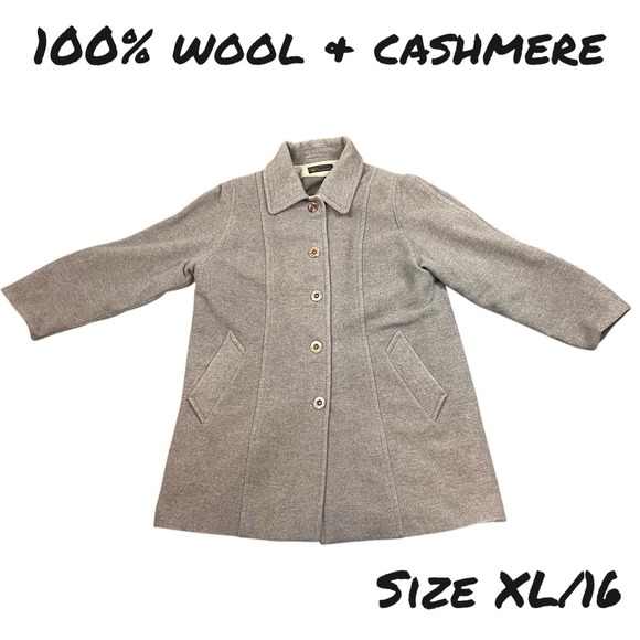 The Unbranded Brand Jackets & Blazers - VTG FRANCE Wool Cashmere Luxurious Blend Coat Womens XL/ 16 Gray Pockets Lined